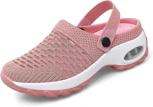 Trsorini Mules Clogs for Women Summer Air Cushion Platform Mesh Mules Sneaker Sandals for Female Lightweight Beach Shoes Outdoor Slippers Walking Shoes