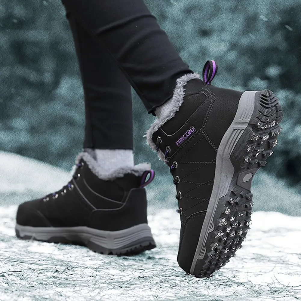 UIKGITP Womens Winter Sport Waterproof Boots Snow Boots Fur Lined Warm Ankle Boots Slip On Stylish Fuzzy Hiking Women Booties