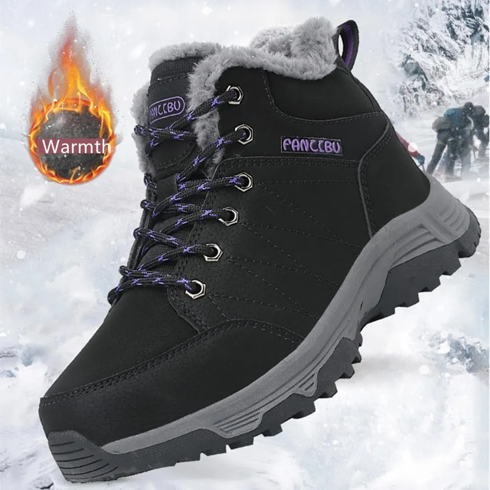 UIKGITP Womens Winter Sport Waterproof Boots Snow Boots Fur Lined Warm Ankle Boots Slip On Stylish Fuzzy Hiking Women Booties
