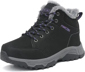 UIKGITP Womens Winter Sport Waterproof Boots Snow Boots Fur Lined Warm Ankle Boots Slip On Stylish Fuzzy Hiking Women Booties