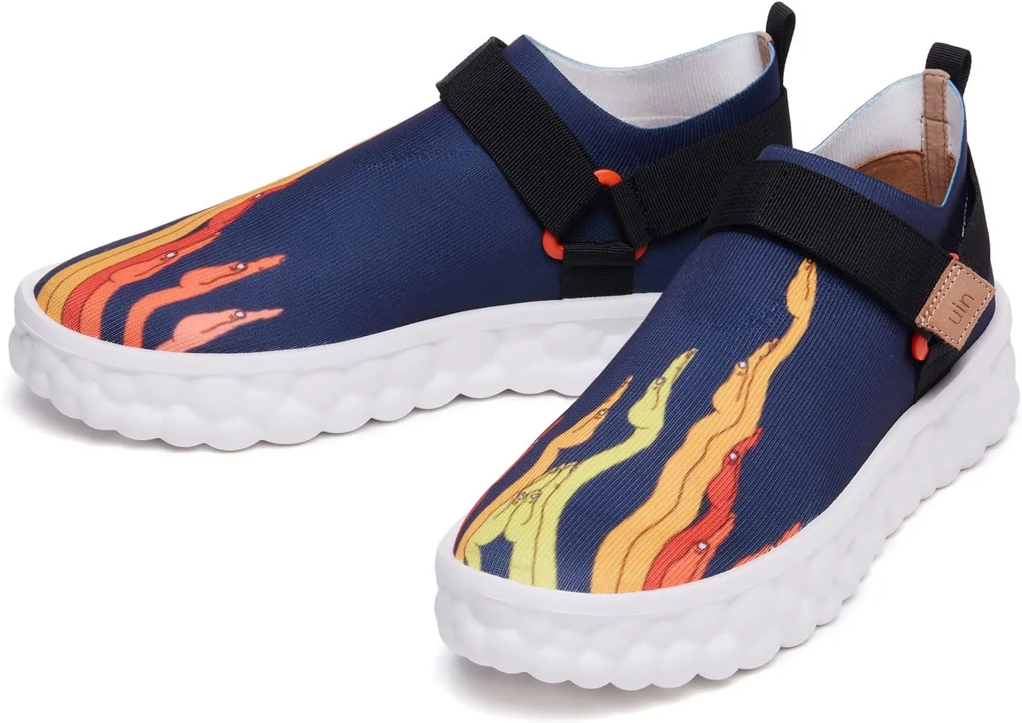 UIN Men's Fashion Sneakers Lightweight Walking Casual Slip Ons Art Painted Athletic Travel Skate Shoes Las Ramblas