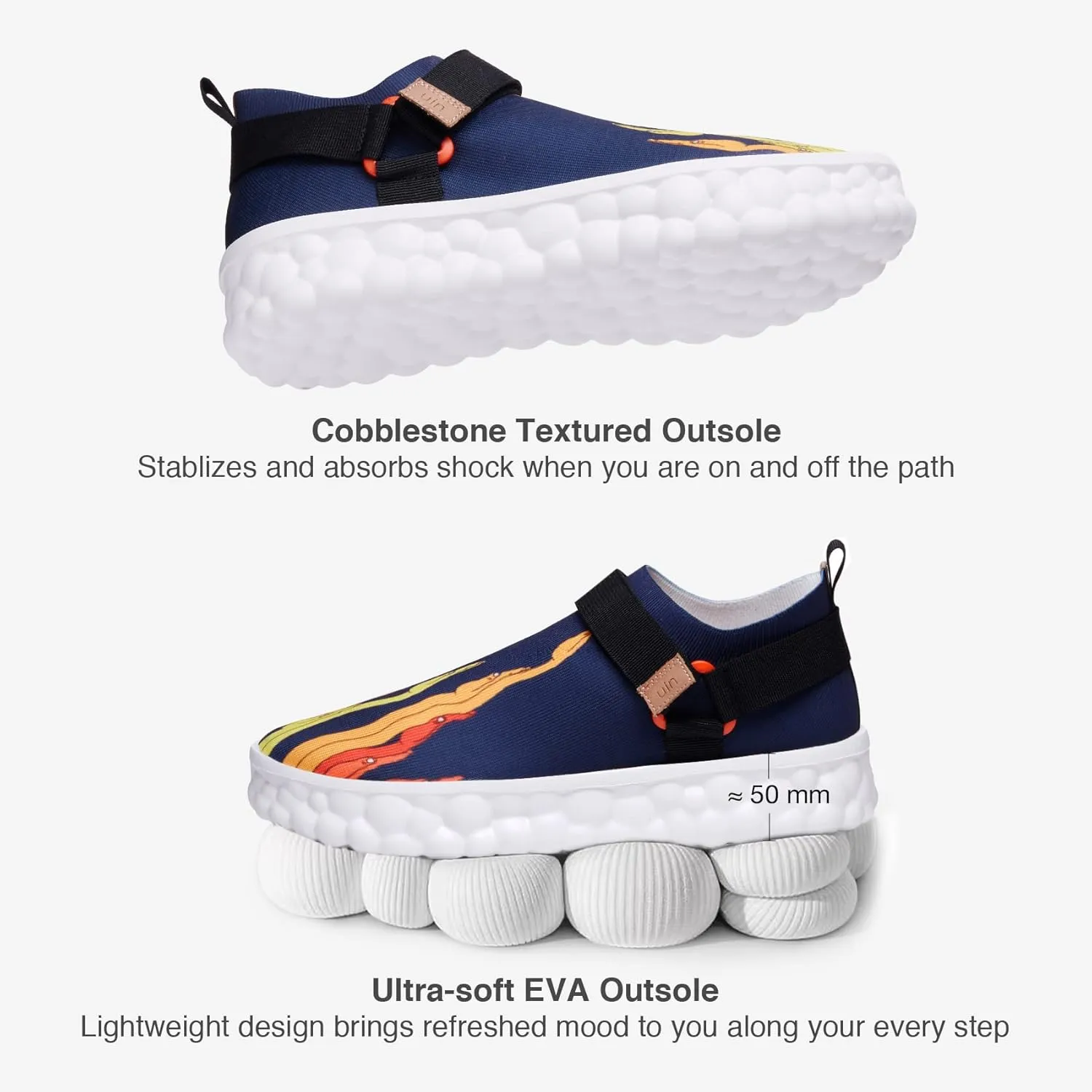 UIN Men's Fashion Sneakers Lightweight Walking Casual Slip Ons Art Painted Athletic Travel Skate Shoes Las Ramblas