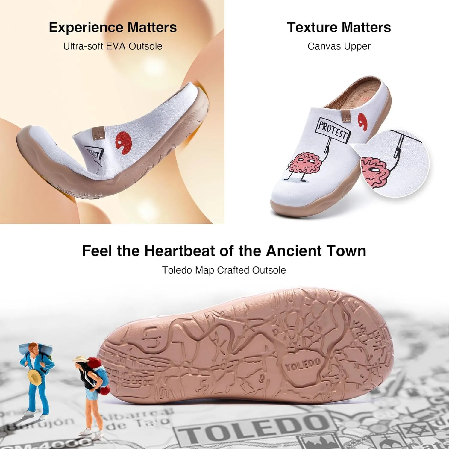 UIN Men's Mules Slipper Loafers Lightweight Mules Walking Casual Clogs Comfort Household Slip Ons Art Painted Travel Shoes Malaga Marine World