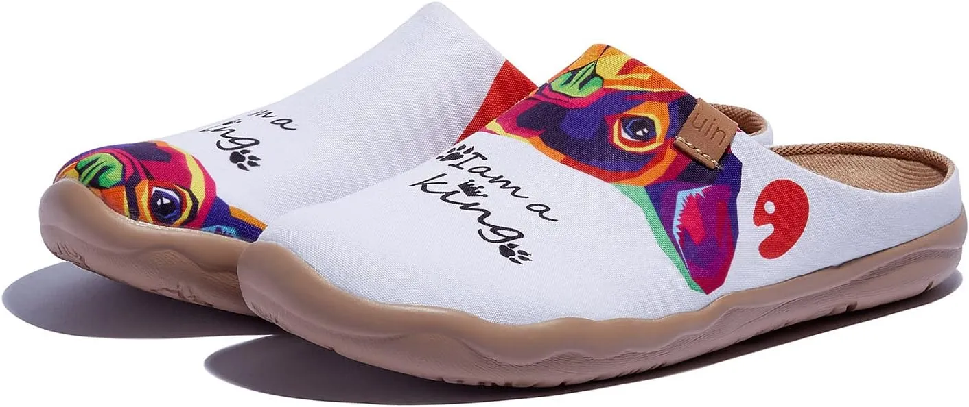 UIN Women's Wide Toe Mules Comfortable Lightweight Casual Art Painted Slip On Travel Shoes Malaga