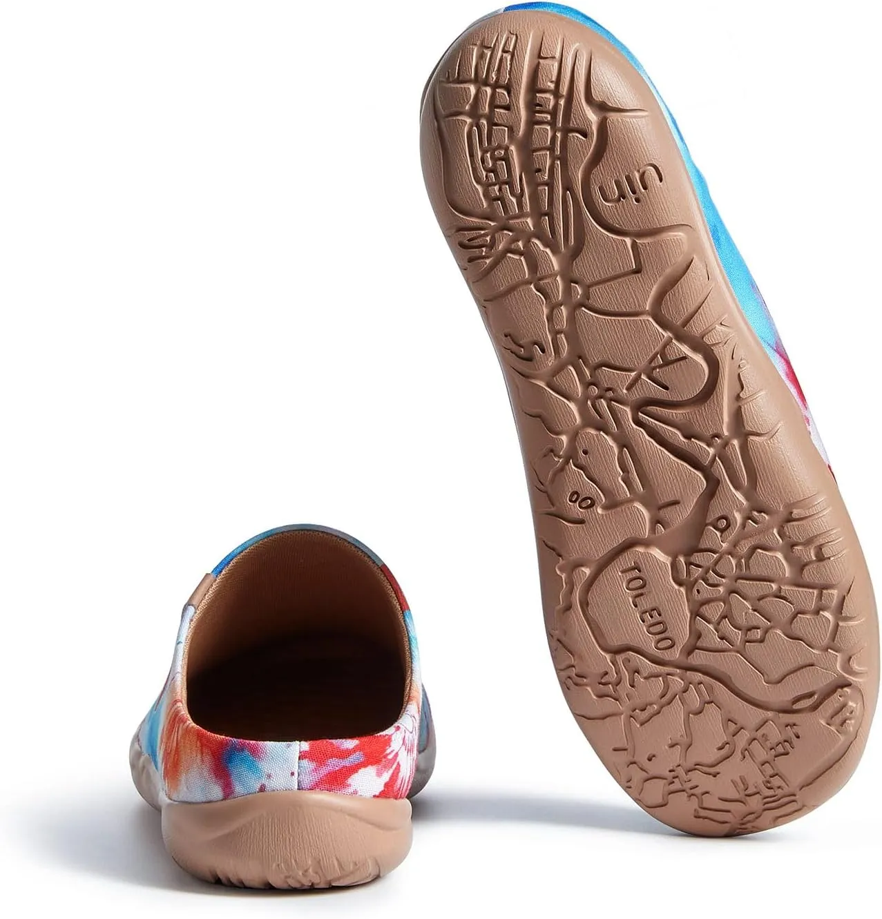 UIN Women's Wide Toe Mules Comfortable Lightweight Casual Art Painted Slip On Travel Shoes Malaga