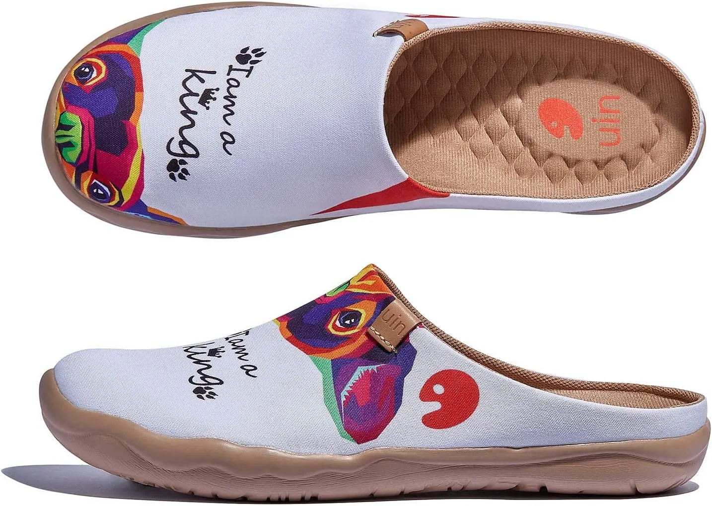 UIN Women's Wide Toe Mules Comfortable Lightweight Casual Art Painted Slip On Travel Shoes Malaga