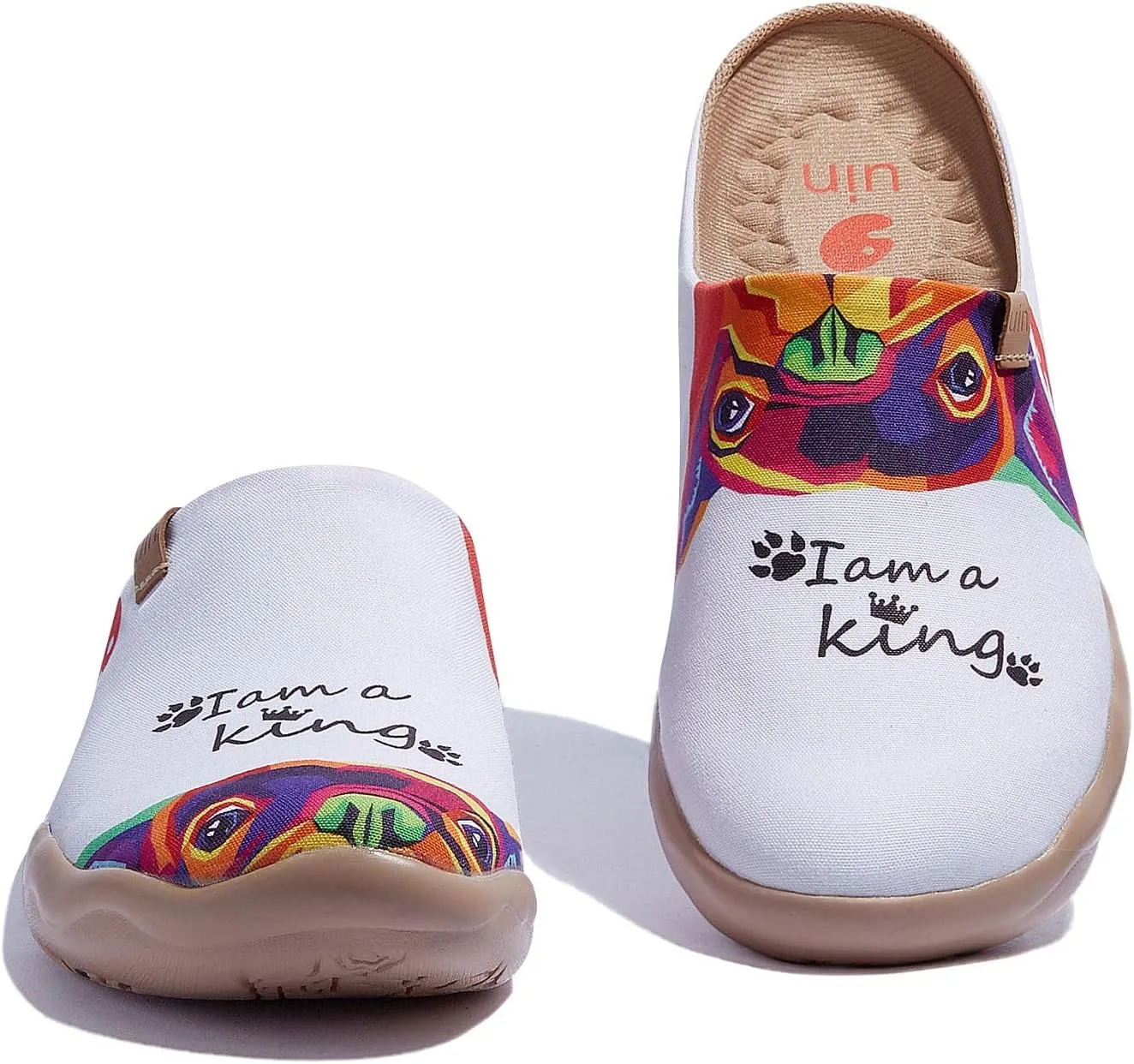 UIN Women's Wide Toe Mules Comfortable Lightweight Casual Art Painted Slip On Travel Shoes Malaga