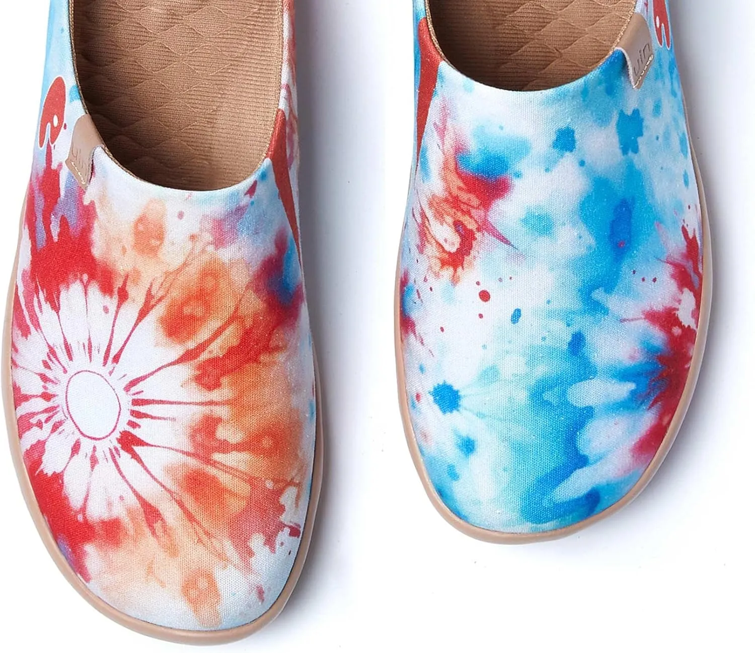 UIN Women's Wide Toe Mules Comfortable Lightweight Casual Art Painted Slip On Travel Shoes Malaga
