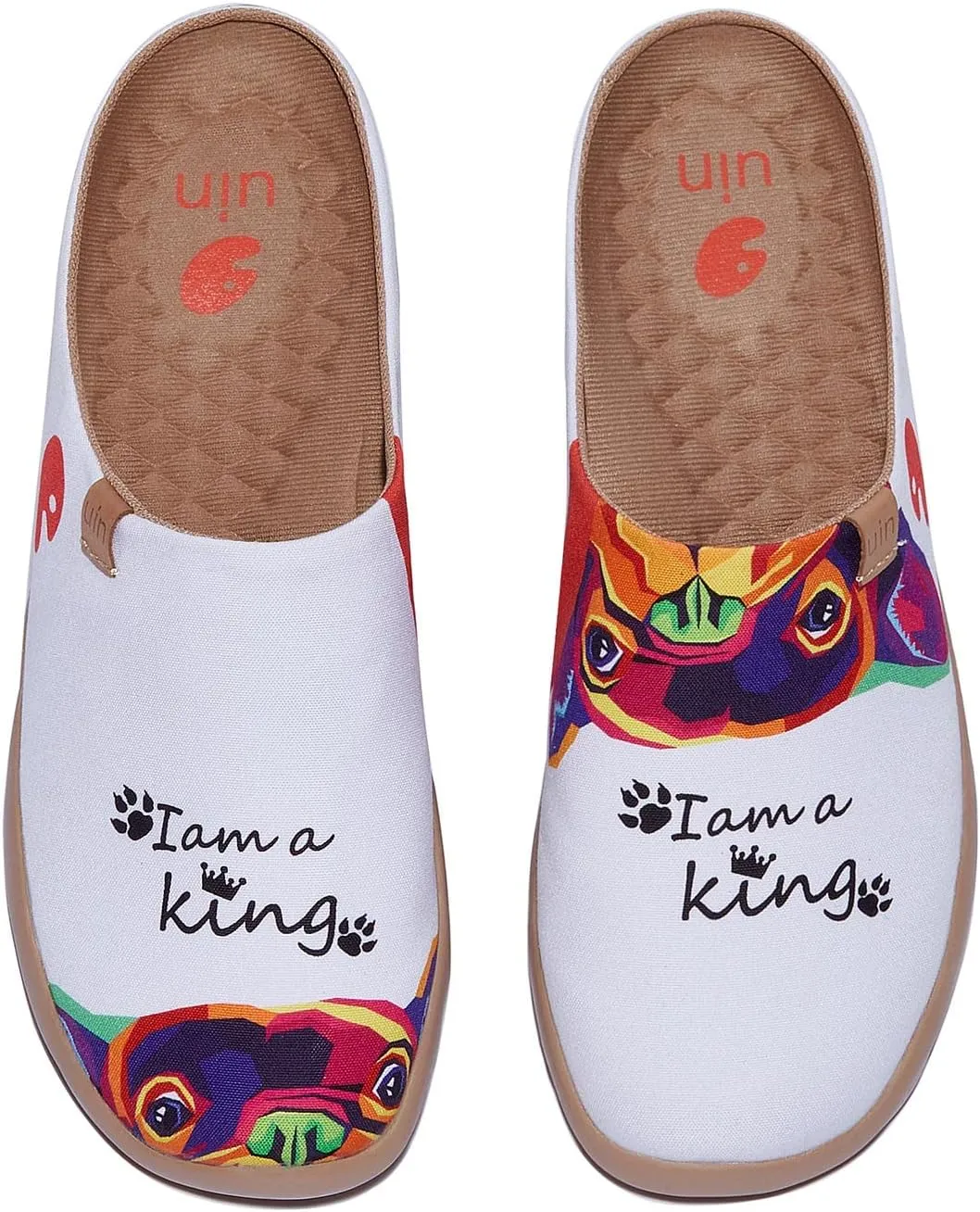 UIN Women's Wide Toe Mules Comfortable Lightweight Casual Art Painted Slip On Travel Shoes Malaga