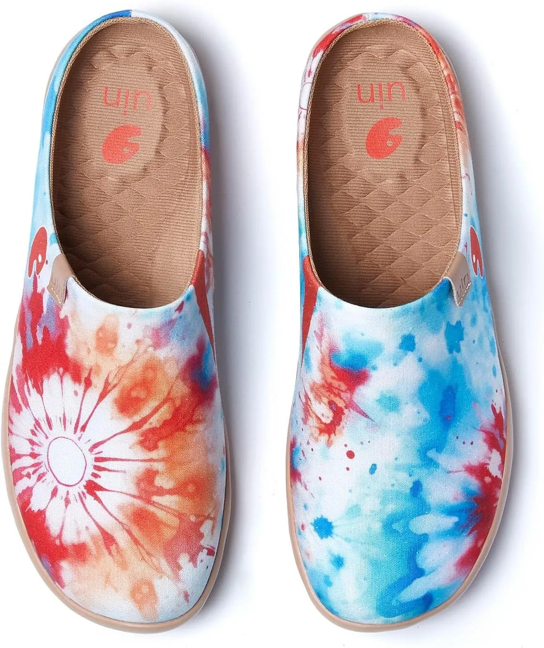 UIN Women's Wide Toe Mules Comfortable Lightweight Casual Art Painted Slip On Travel Shoes Malaga
