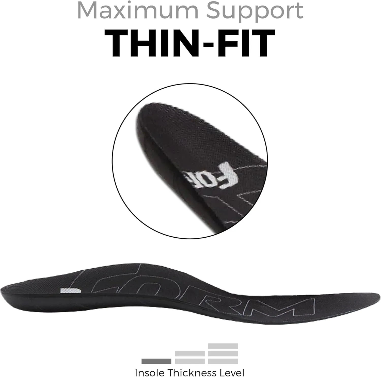 Ultra-Thin Plantar Fasciitis Insoles Designed for Comfort & Maximum Pain Relief, Ideal for Dress Shoes & Boots | Black (Men's 11-11.5, Women's 12.5)
