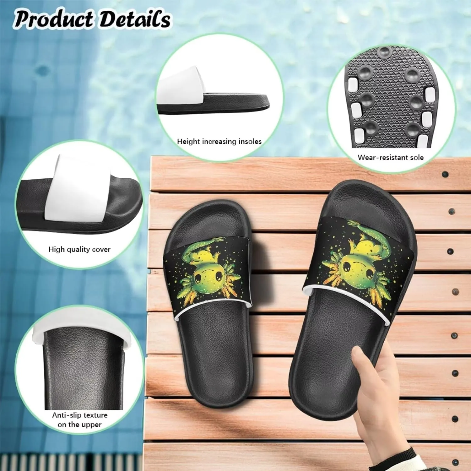 Unisex Slides for Girls Boys Comfortable Slippers Slides Non-slip Shower Shoes House Fashion Thick for Indoor & Outdoor Gifts