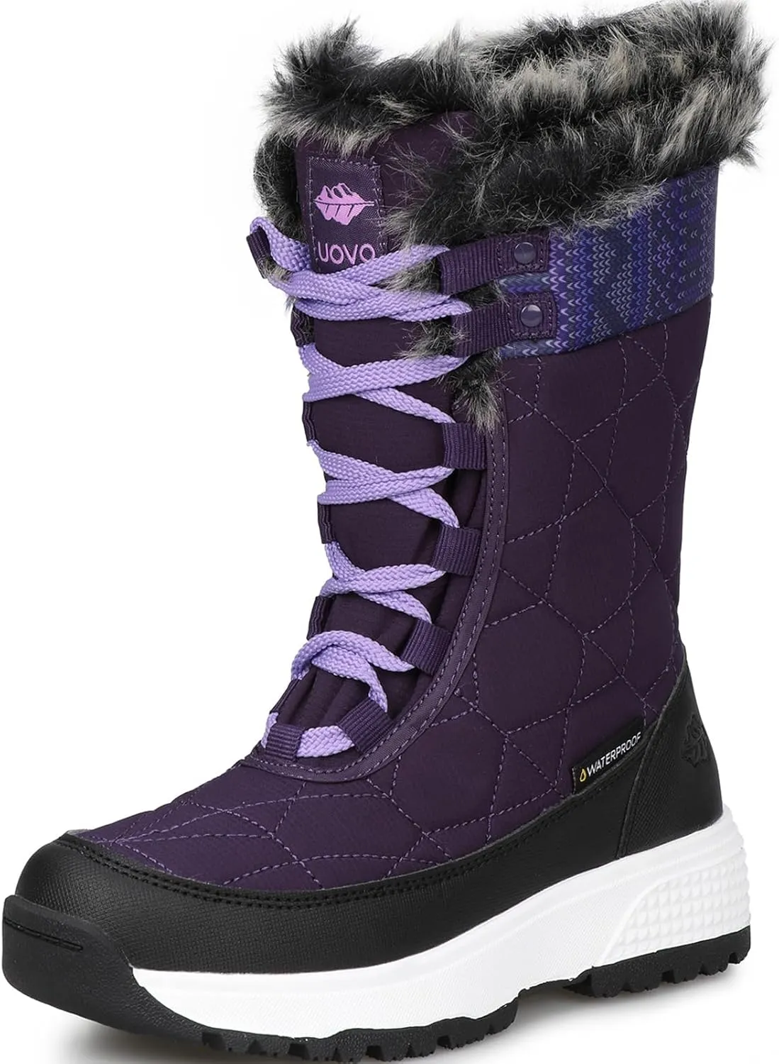 UOVO Kids Boys girls Snow Boots Warm Velvet Fur Lined Slip Resistant Waterproof Outdoor Winter Shoes(Little/Big Kids)