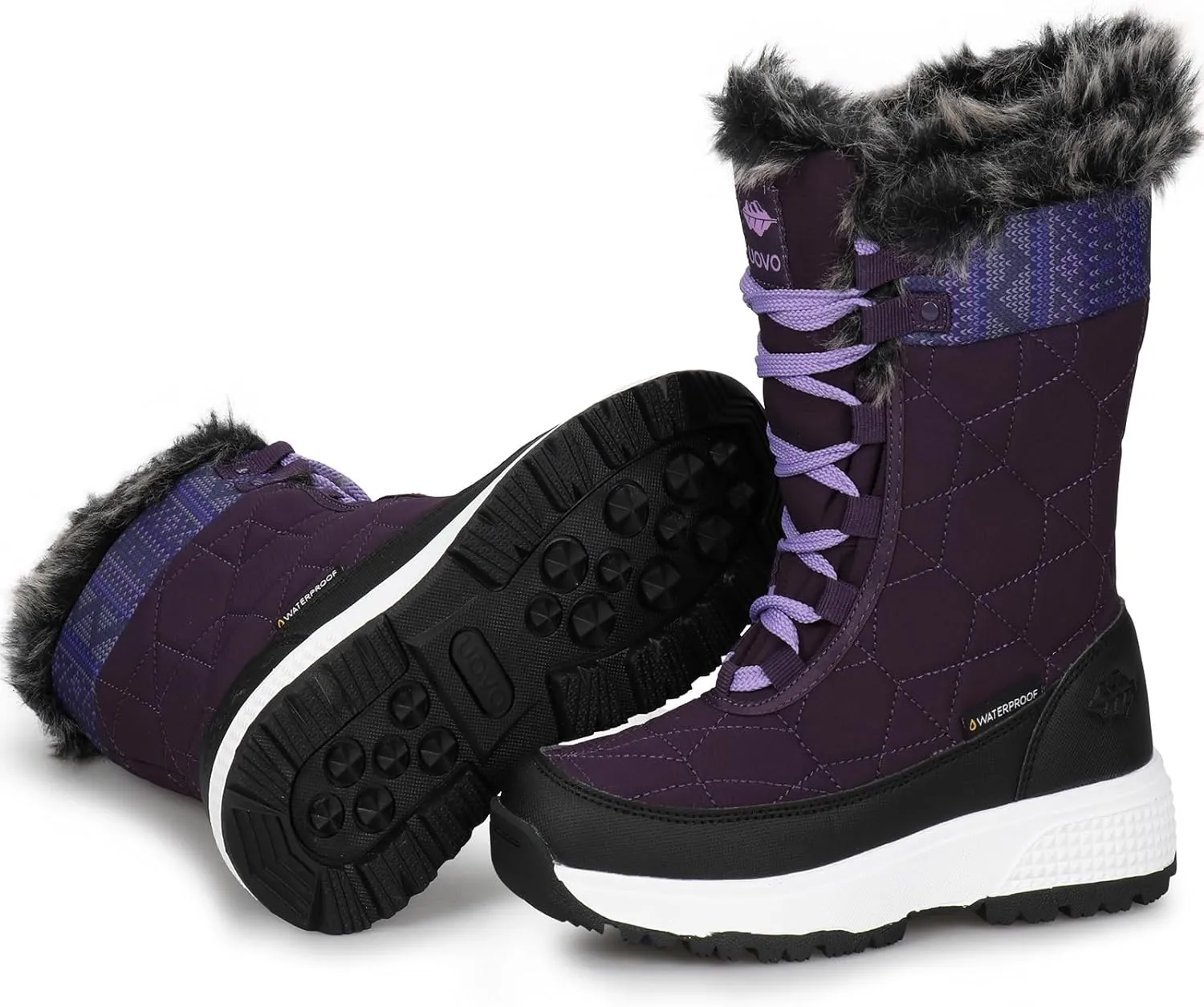 UOVO Kids Boys girls Snow Boots Warm Velvet Fur Lined Slip Resistant Waterproof Outdoor Winter Shoes(Little/Big Kids)