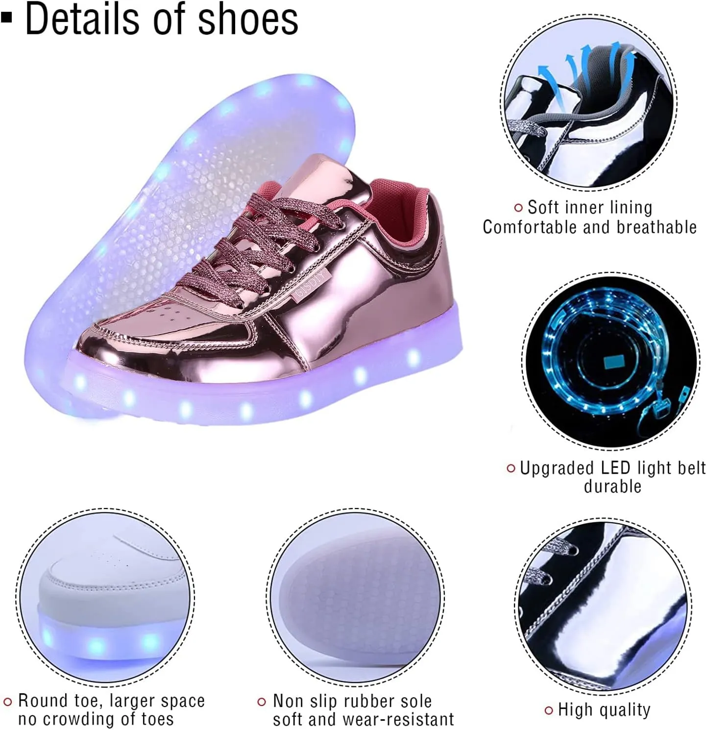 USB Adult Light Up Shoes Rechargeable Flashing Low Top LED Shoes Unisex Sports Dancing Sneakers