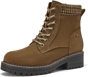 VERDASCO Womens Boots Ladies Casual Water-Resistant Lace Up With Zipper Inside Boots Fashion Round Toe Lug Sole Ankle Boots&Booties for Women