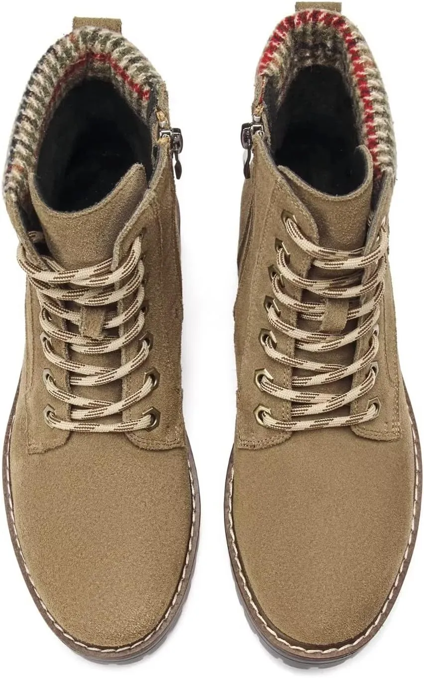VERDASCO Womens Boots Ladies Casual Water-Resistant Lace Up With Zipper Inside Boots Fashion Round Toe Lug Sole Ankle Boots&Booties for Women