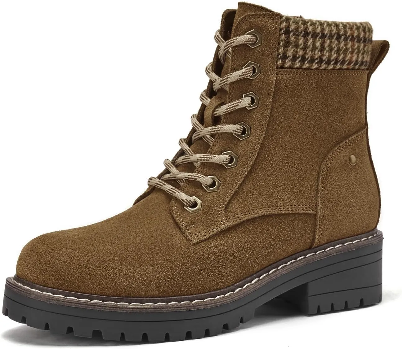 VERDASCO Womens Boots Ladies Casual Water-Resistant Lace Up With Zipper Inside Boots Fashion Round Toe Lug Sole Ankle Boots&Booties for Women