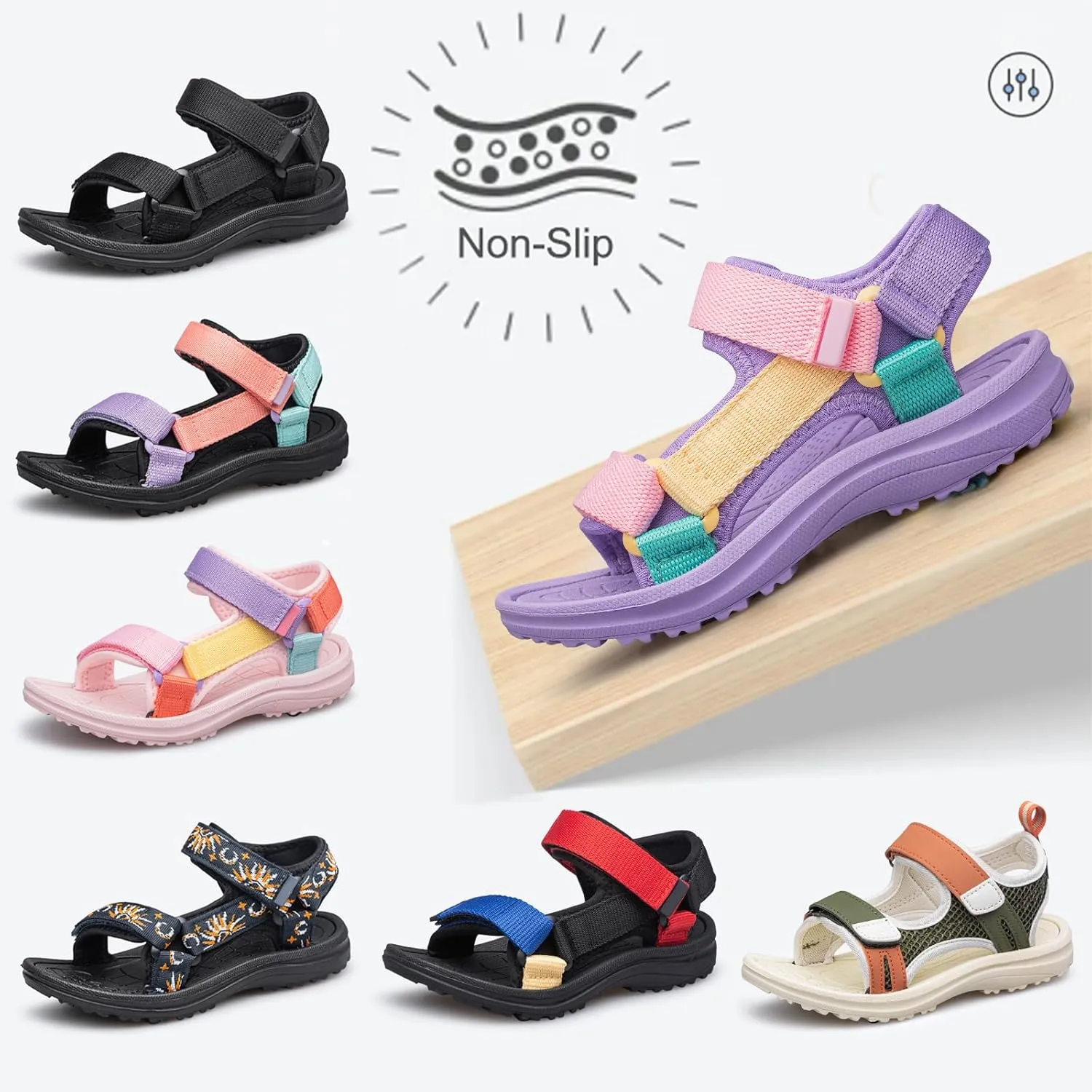 vibdiv Boys Girls Sandals Open-Toe Summer Outdoor Unisex Child Sport Sandals Athletic Lightweight(Toddler/Little Kid/Big Kid)