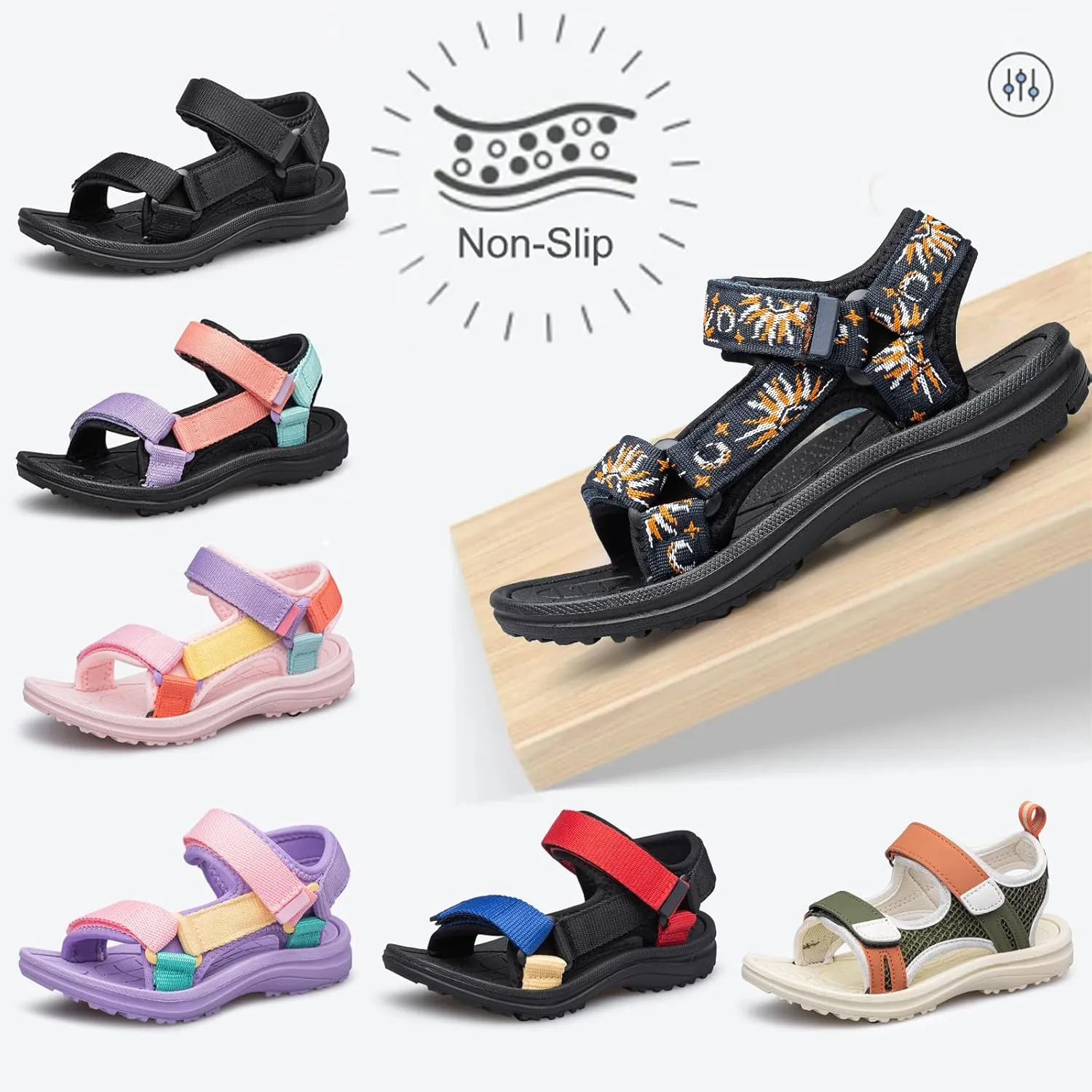 vibdiv Boys Girls Sandals Open-Toe Summer Outdoor Unisex Child Sport Sandals Athletic Lightweight(Toddler/Little Kid/Big Kid)