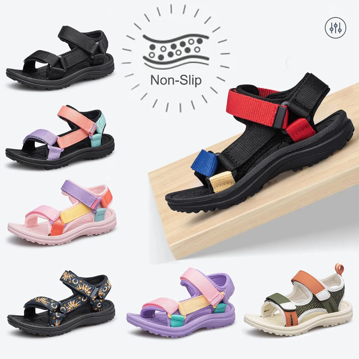 vibdiv Boys Girls Sandals Open-Toe Summer Outdoor Unisex Child Sport Sandals Athletic Lightweight(Toddler/Little Kid/Big Kid)