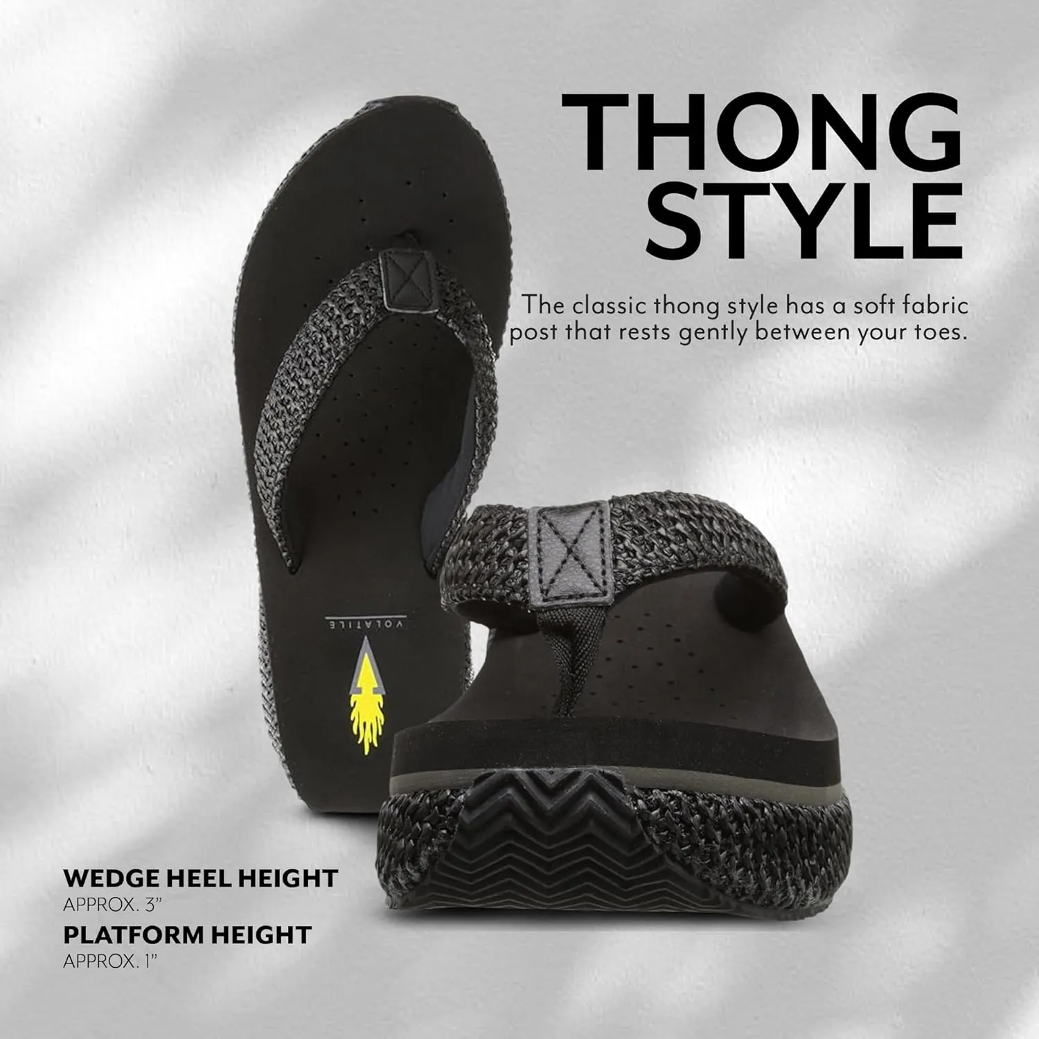 VOLATILE Island Wedge Sandals for Women Featuring Slip-On Thong Platform Style with EVA Insole and Rubber Outsole
