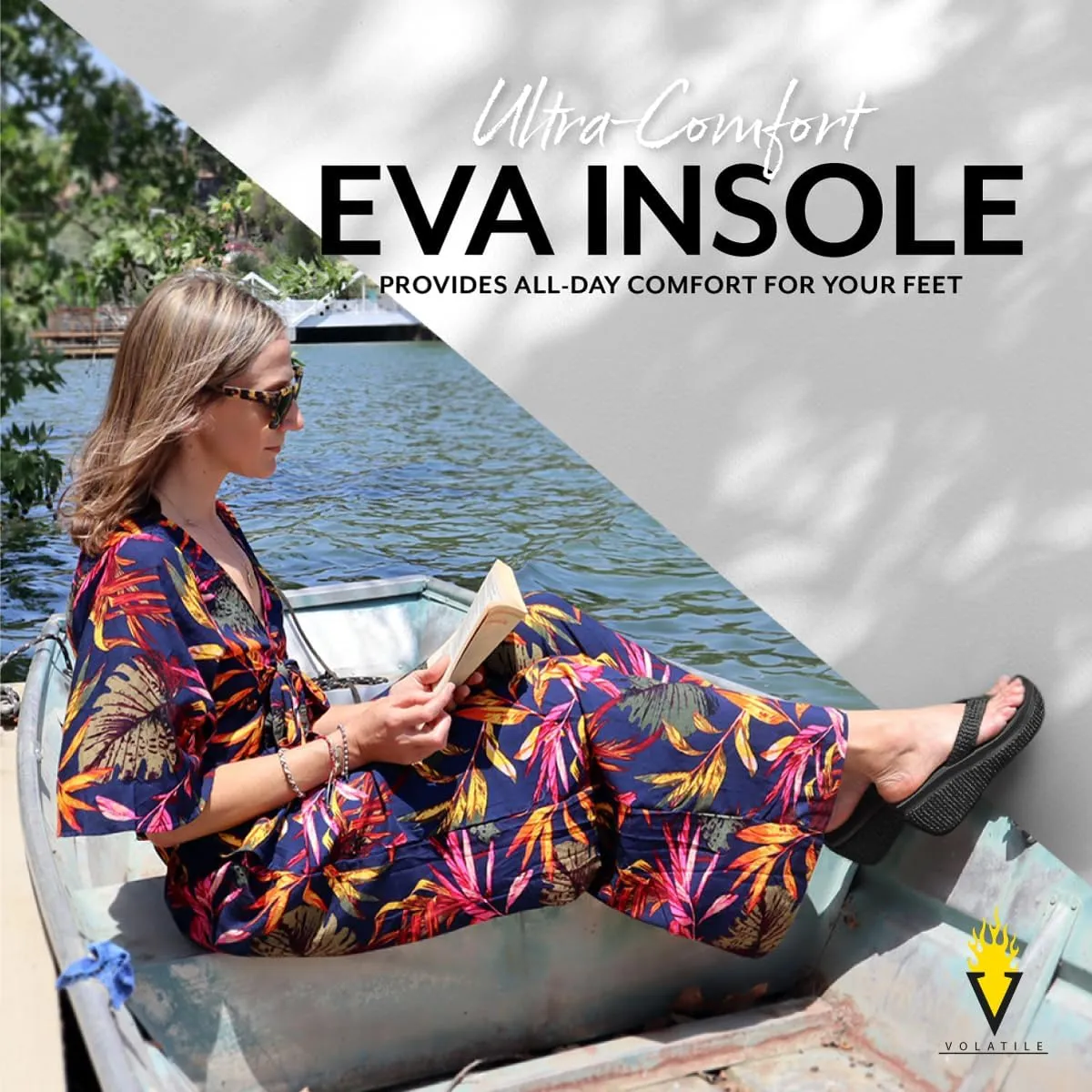 VOLATILE Island Wedge Sandals for Women Featuring Slip-On Thong Platform Style with EVA Insole and Rubber Outsole