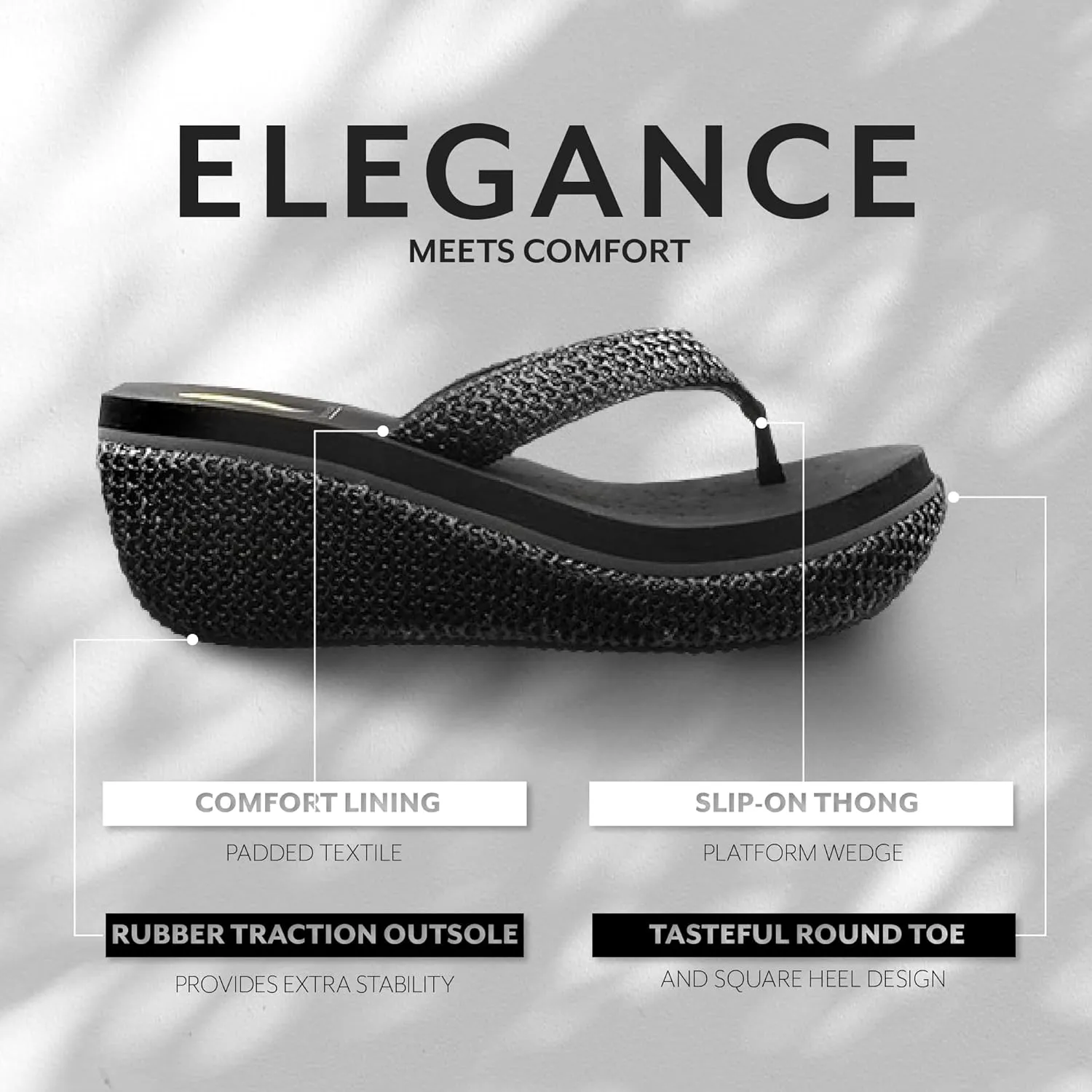 VOLATILE Island Wedge Sandals for Women Featuring Slip-On Thong Platform Style with EVA Insole and Rubber Outsole