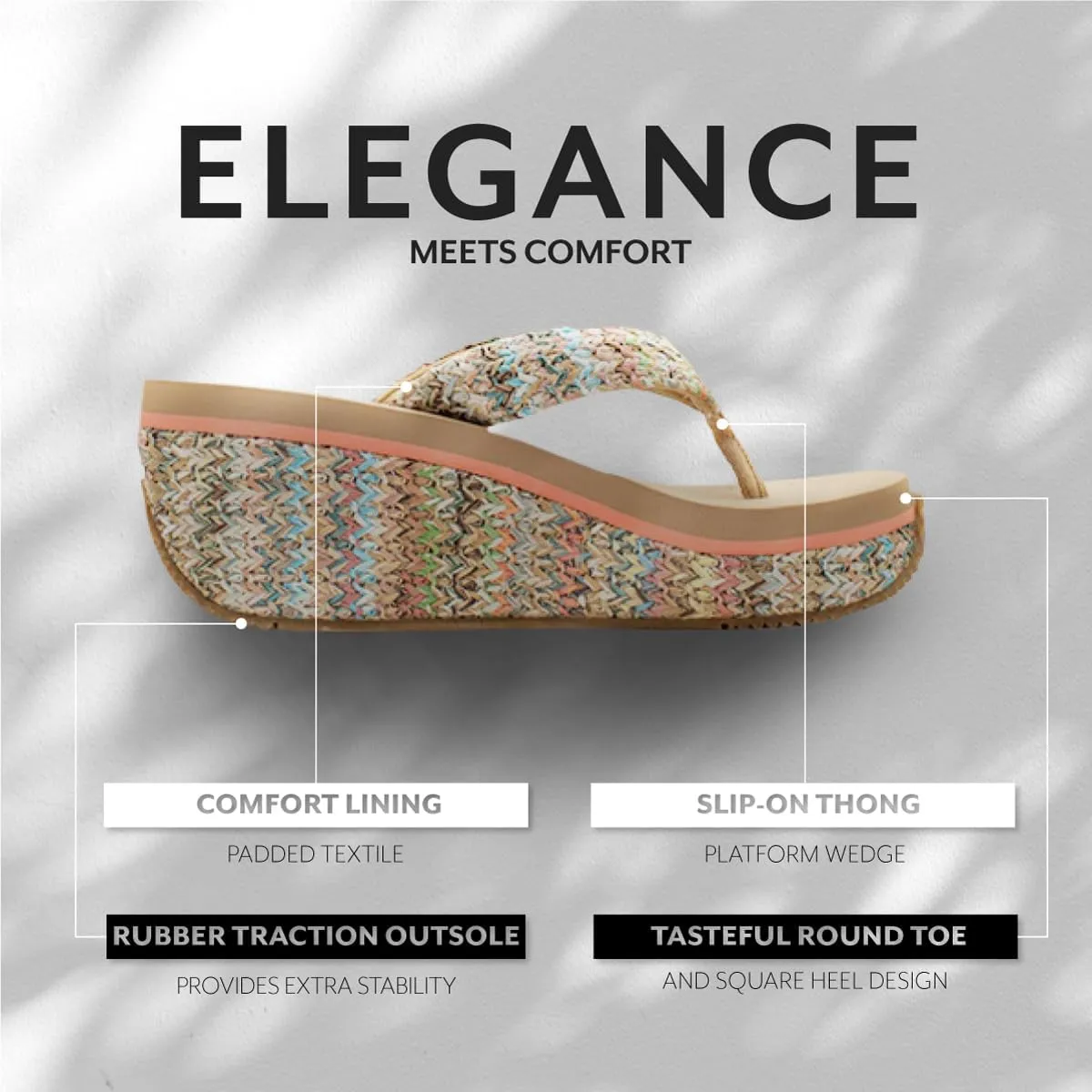 VOLATILE Island Wedge Sandals for Women Featuring Slip-On Thong Platform Style with EVA Insole and Rubber Outsole
