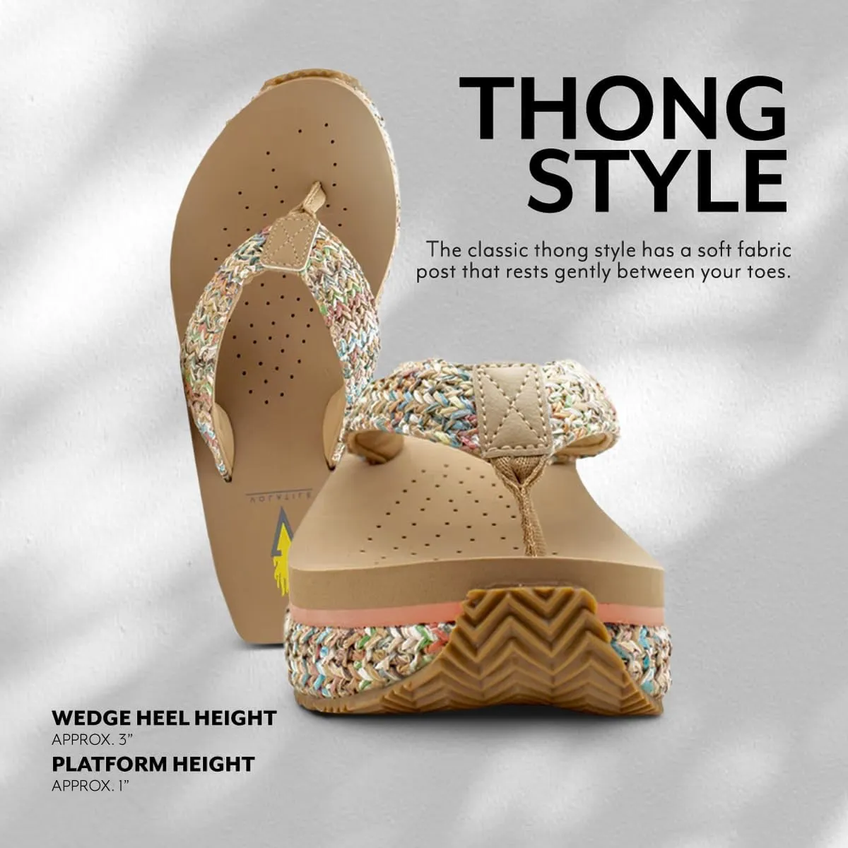 VOLATILE Island Wedge Sandals for Women Featuring Slip-On Thong Platform Style with EVA Insole and Rubber Outsole