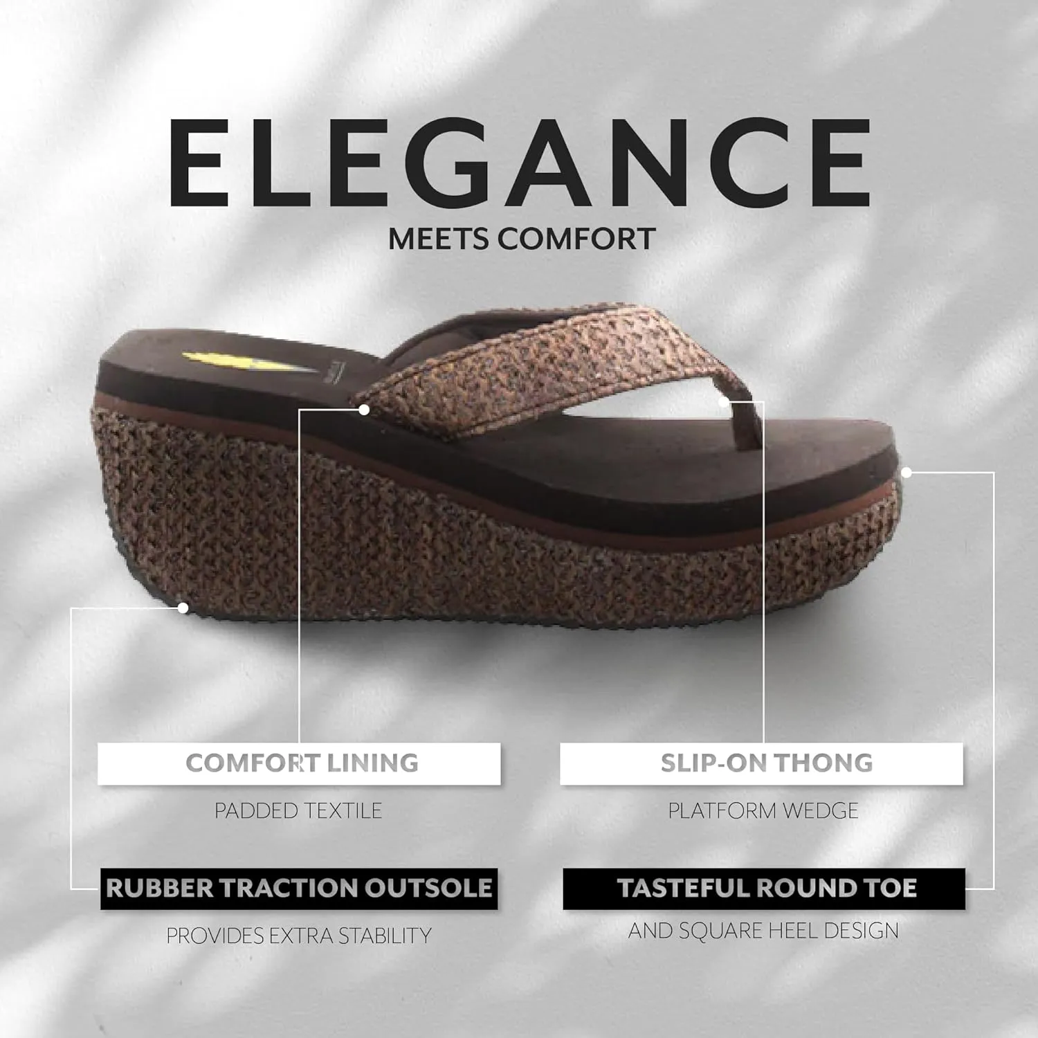 VOLATILE Island Wedge Sandals for Women Featuring Slip-On Thong Platform Style with EVA Insole and Rubber Outsole
