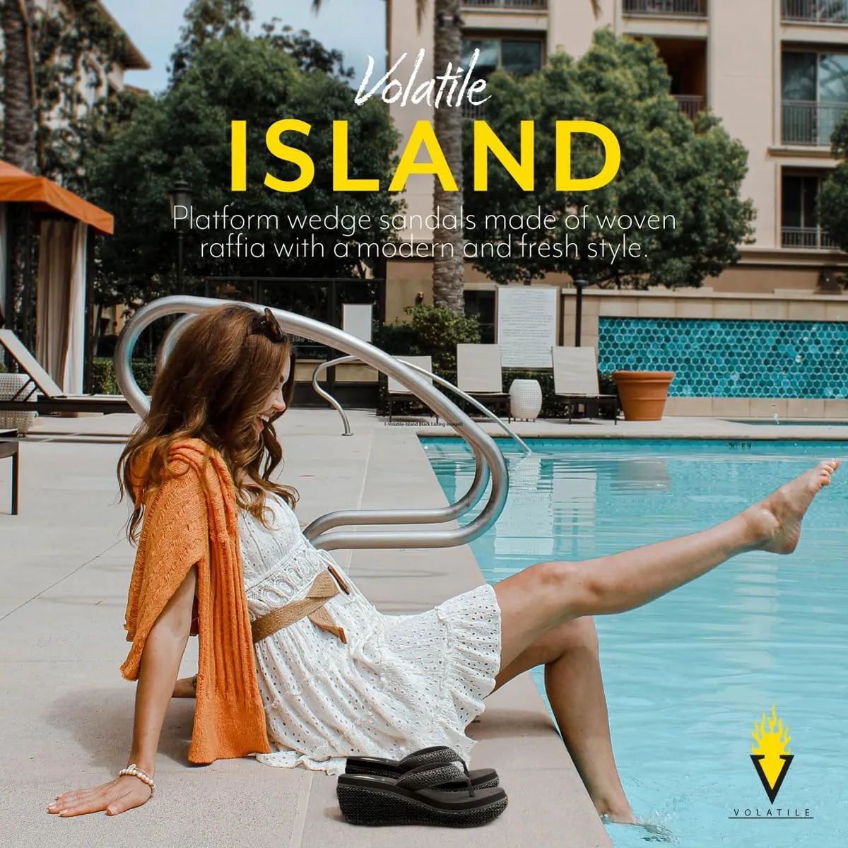 VOLATILE Island Wedge Sandals for Women Featuring Slip-On Thong Platform Style with EVA Insole and Rubber Outsole