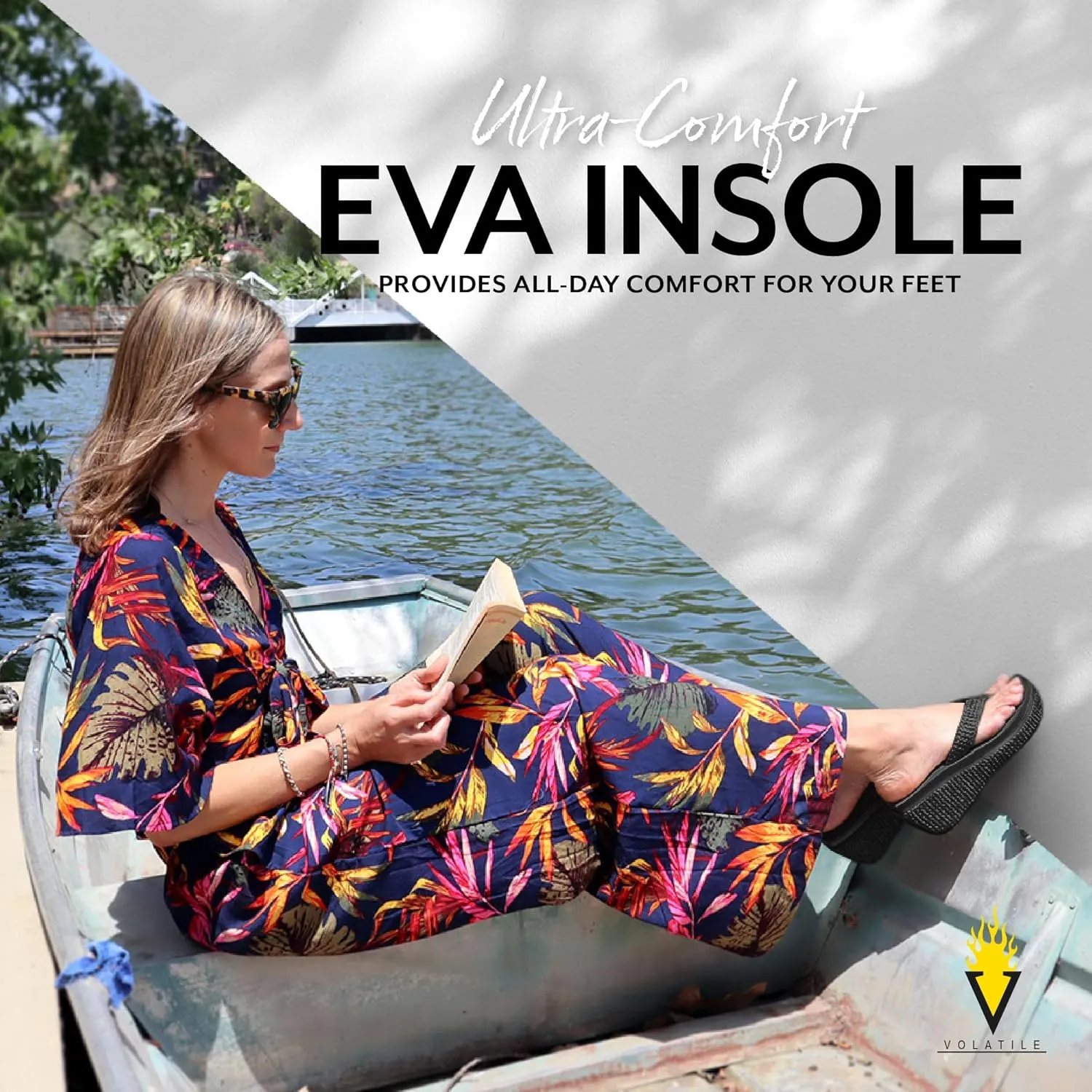 VOLATILE Island Wedge Sandals for Women Featuring Slip-On Thong Platform Style with EVA Insole and Rubber Outsole