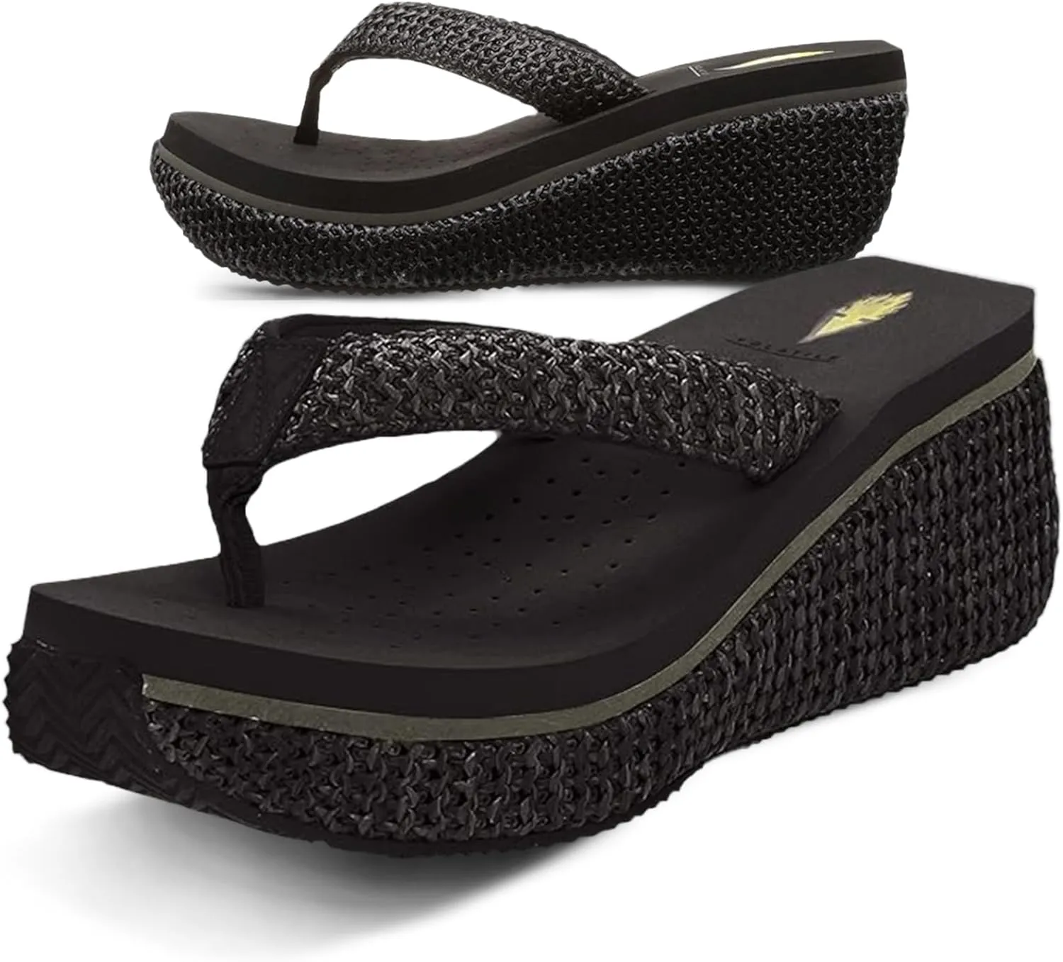 VOLATILE Island Wedge Sandals for Women Featuring Slip-On Thong Platform Style with EVA Insole and Rubber Outsole