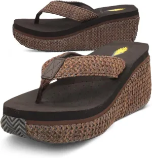 VOLATILE Island Wedge Sandals for Women Featuring Slip-On Thong Platform Style with EVA Insole and Rubber Outsole