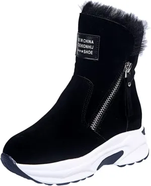 Warm Heel Women's Wedges Shoes Thermal Breathable Boots Casual Slipon Snow Winter women's Warm Wedge Boots for Women