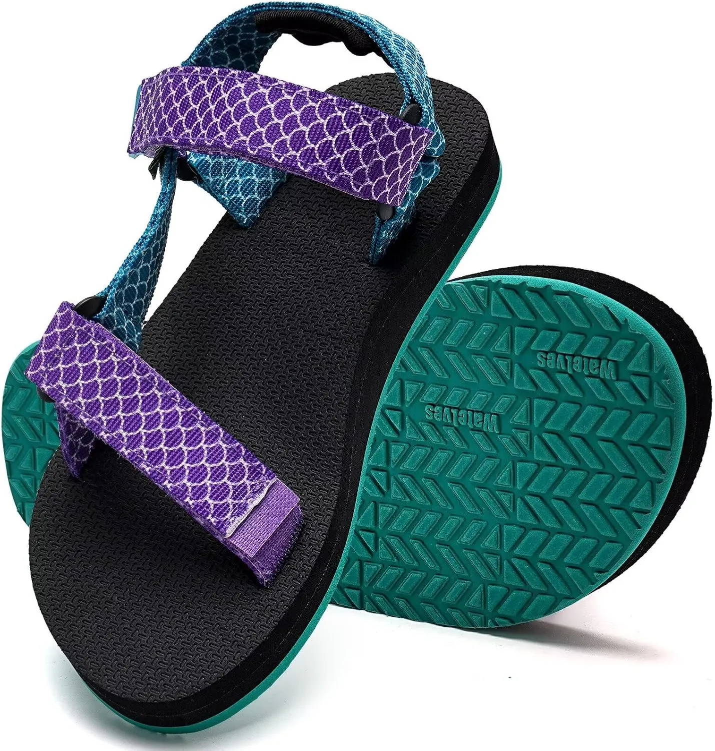 WateLves Kids Sandals Boys Girls Lightweight Non-slip Athletic Sandals with Adjustable Webbing for Hiking Walking Beach Water Sports