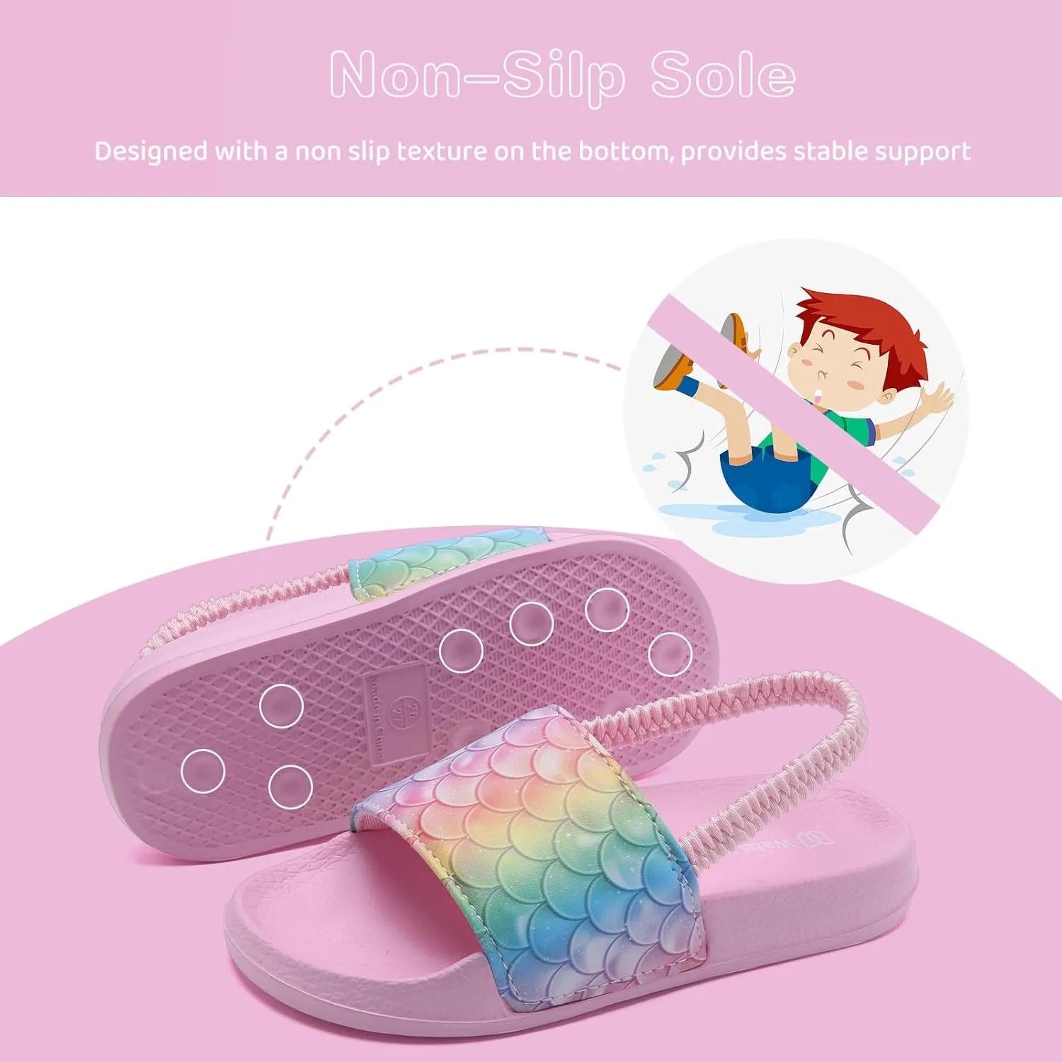 WateLves Toddler Boys Girls Slides Sandals for Swim Beach Kids Water Shoes Casual Slippers
