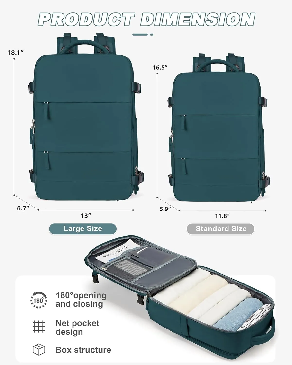 wepadre Large Travel Backpack for Women and Men, Airline Approved Carry On Bag, Waterproof Laptop Backpack, Hiking Backpack, Shoe and Wet Compartment