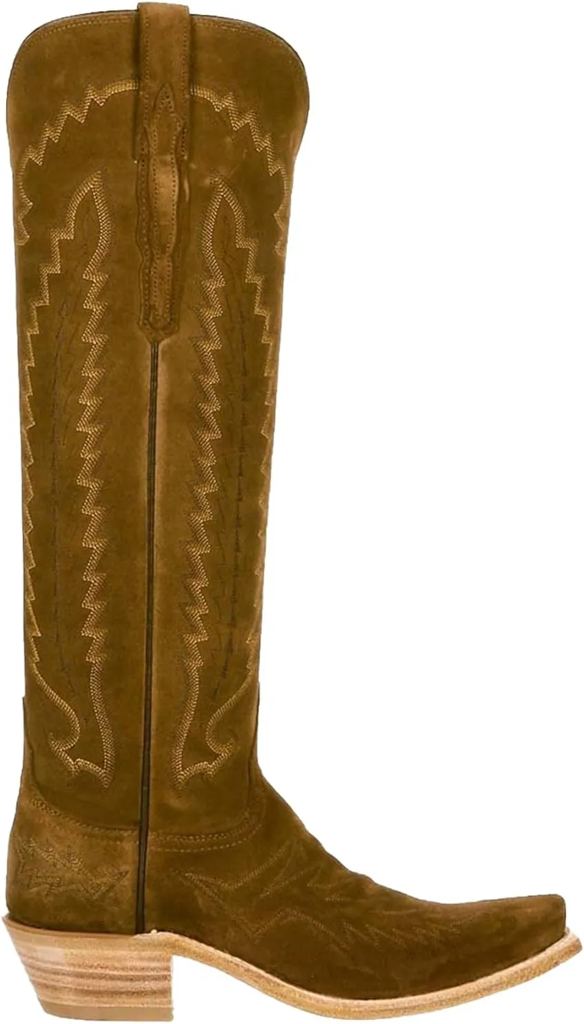 Western Boots Women, Knee High Cowboy Boots for Women Wide Calf Pointed Toe and Low Chunky Heel Cowgirl Boot with Classic Embroidered