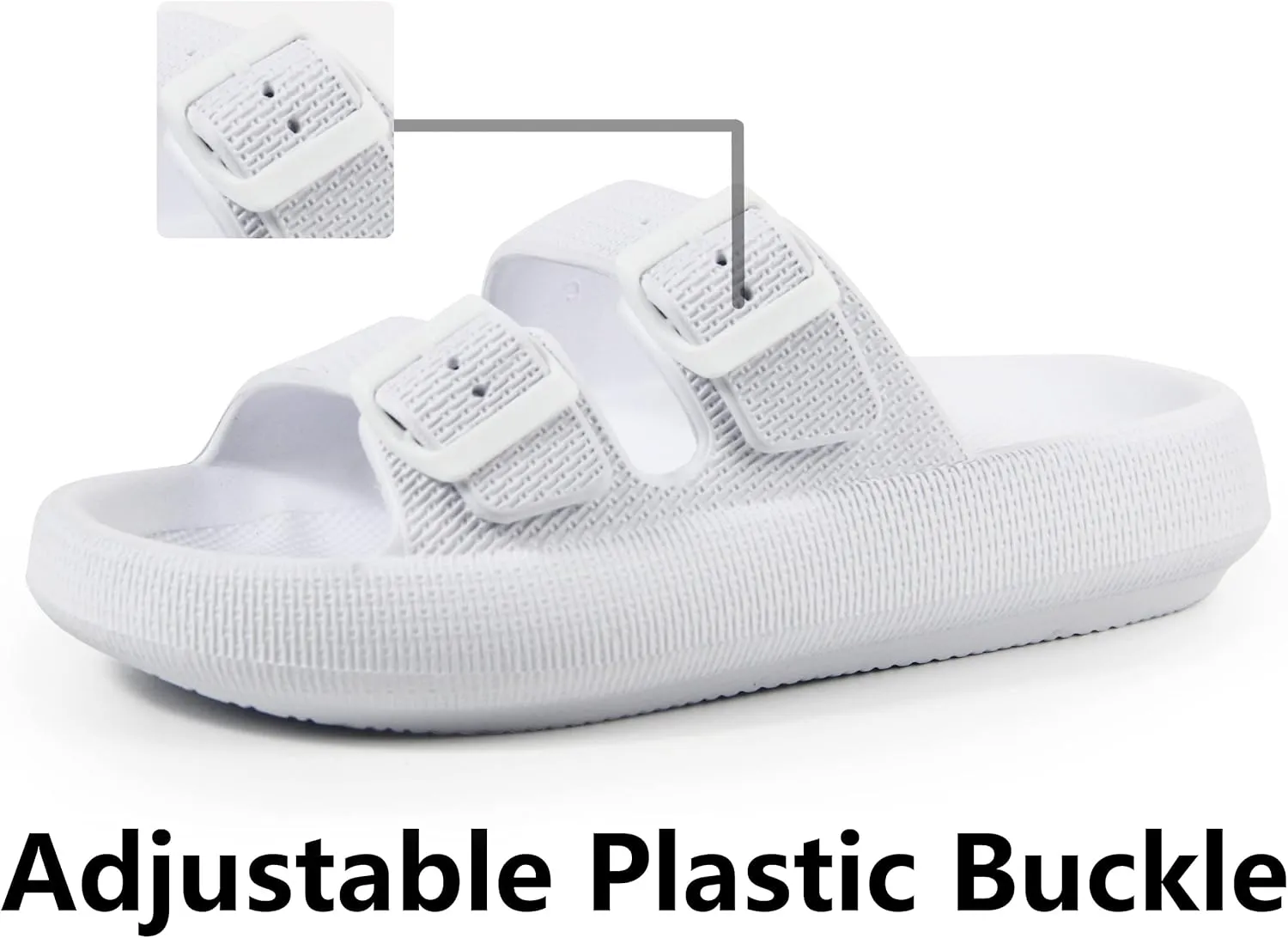 Weweya Sandals for Women and Men - Pillow Slippers - Double Buckle Adjustable Slides - EVA Flat Sandals