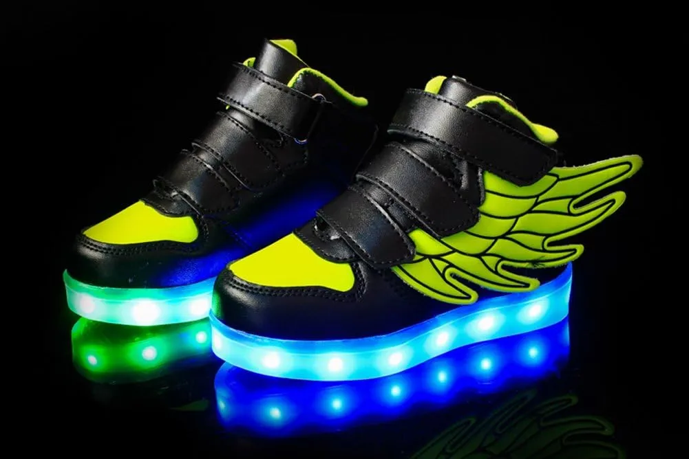Wings Children's 7 Colors LED Shoes Flashing Rechargeable Sneakers Dance Shoes for Kids Toddler