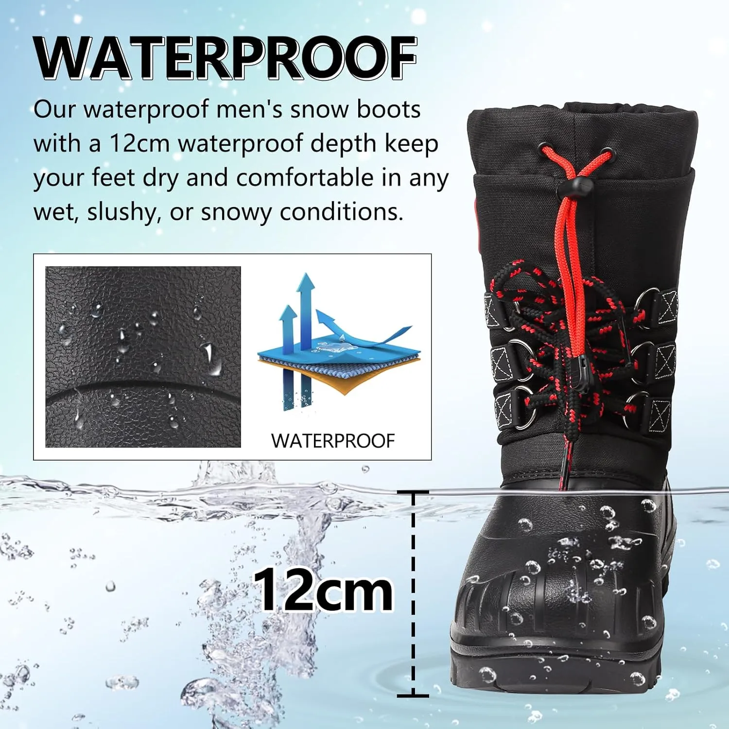 Winter Boots for Men Snowmobile Boots Waterproof for Cold-Weather Up to -40°C