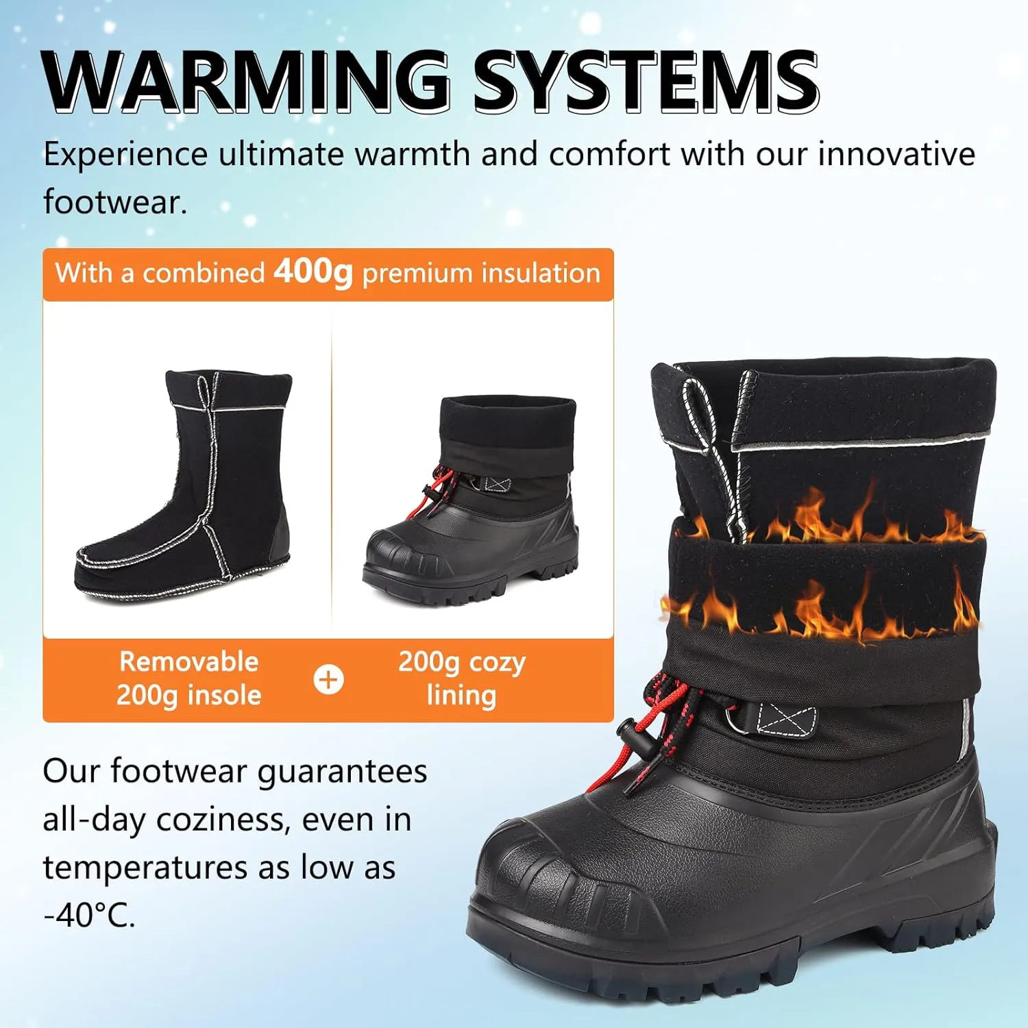 Winter Boots for Men Snowmobile Boots Waterproof for Cold-Weather Up to -40°C