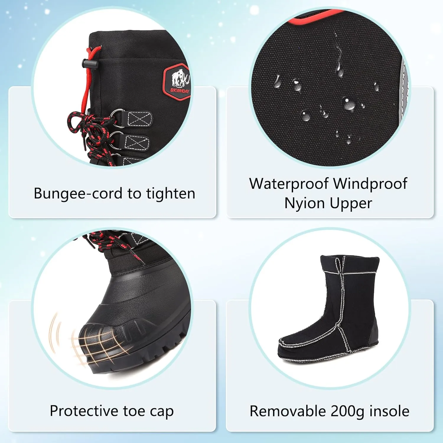 Winter Boots for Men Snowmobile Boots Waterproof for Cold-Weather Up to -40°C