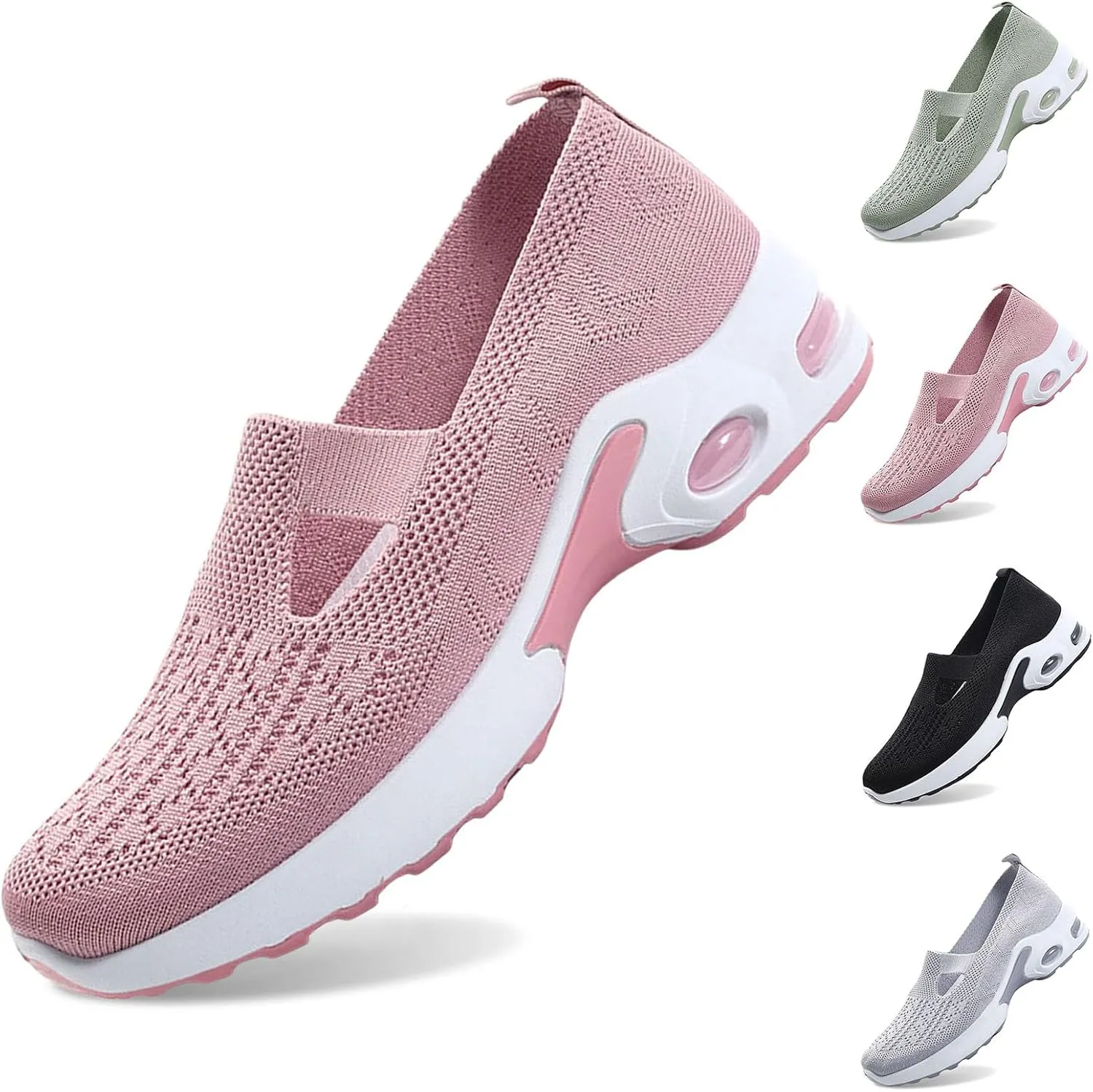 Women Knit Mesh Orthopedic Shoes Slip-On Air Cushion Walking Shoes Lightweight Breathe Arch Support Anti-Skid Sports Loafers