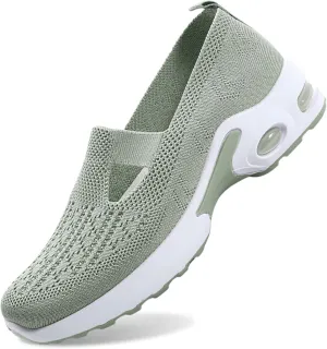Women Knit Mesh Orthopedic Shoes Slip-On Air Cushion Walking Shoes Lightweight Breathe Arch Support Anti-Skid Sports Loafers