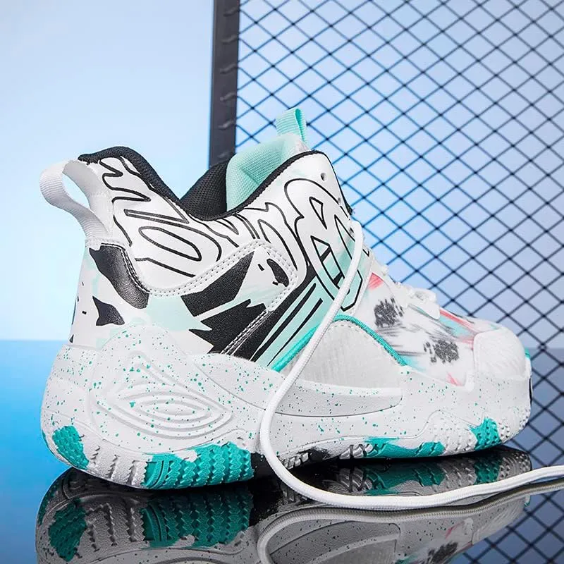 Women Men Basketball Shoes Fashion Unisex Outdoor Sneakers Colorful Painting Sport Shoes Breathable Non Slip Basketball Shoes