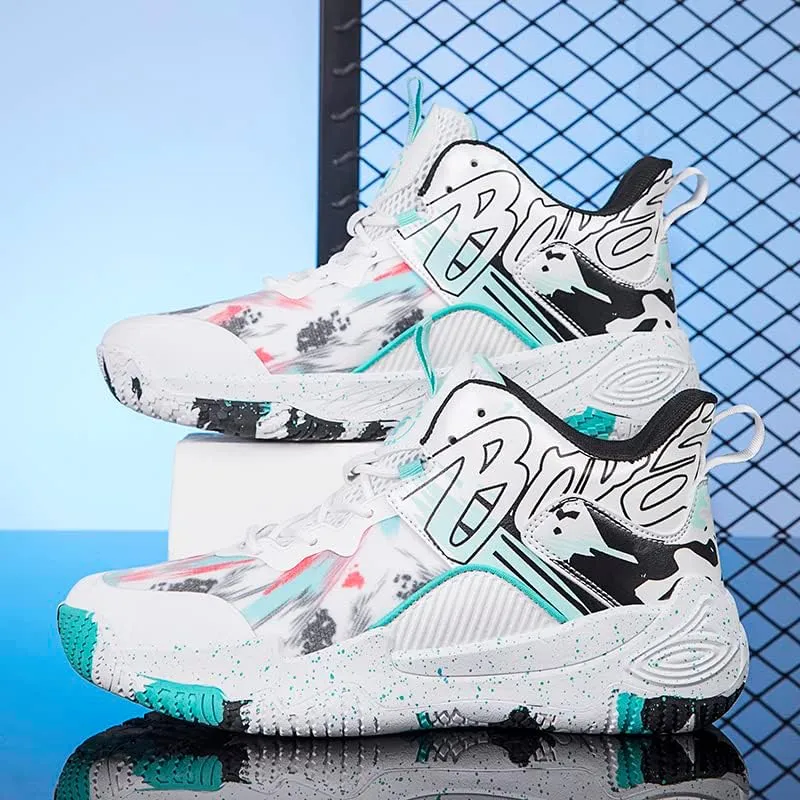 Women Men Basketball Shoes Fashion Unisex Outdoor Sneakers Colorful Painting Sport Shoes Breathable Non Slip Basketball Shoes