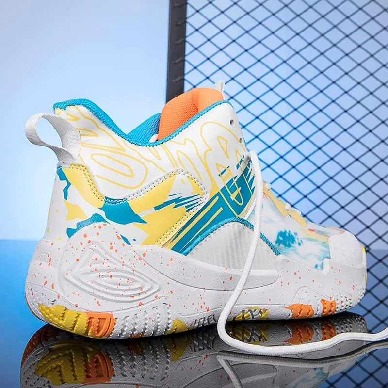 Women Men Basketball Shoes Fashion Unisex Outdoor Sneakers Colorful Painting Sport Shoes Breathable Non Slip Basketball Shoes